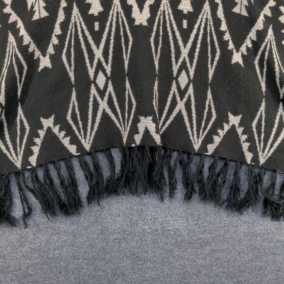 Do Everything in Love Women's Sweater Poncho Black One Size Knit Fringe - Picture 4 of 12